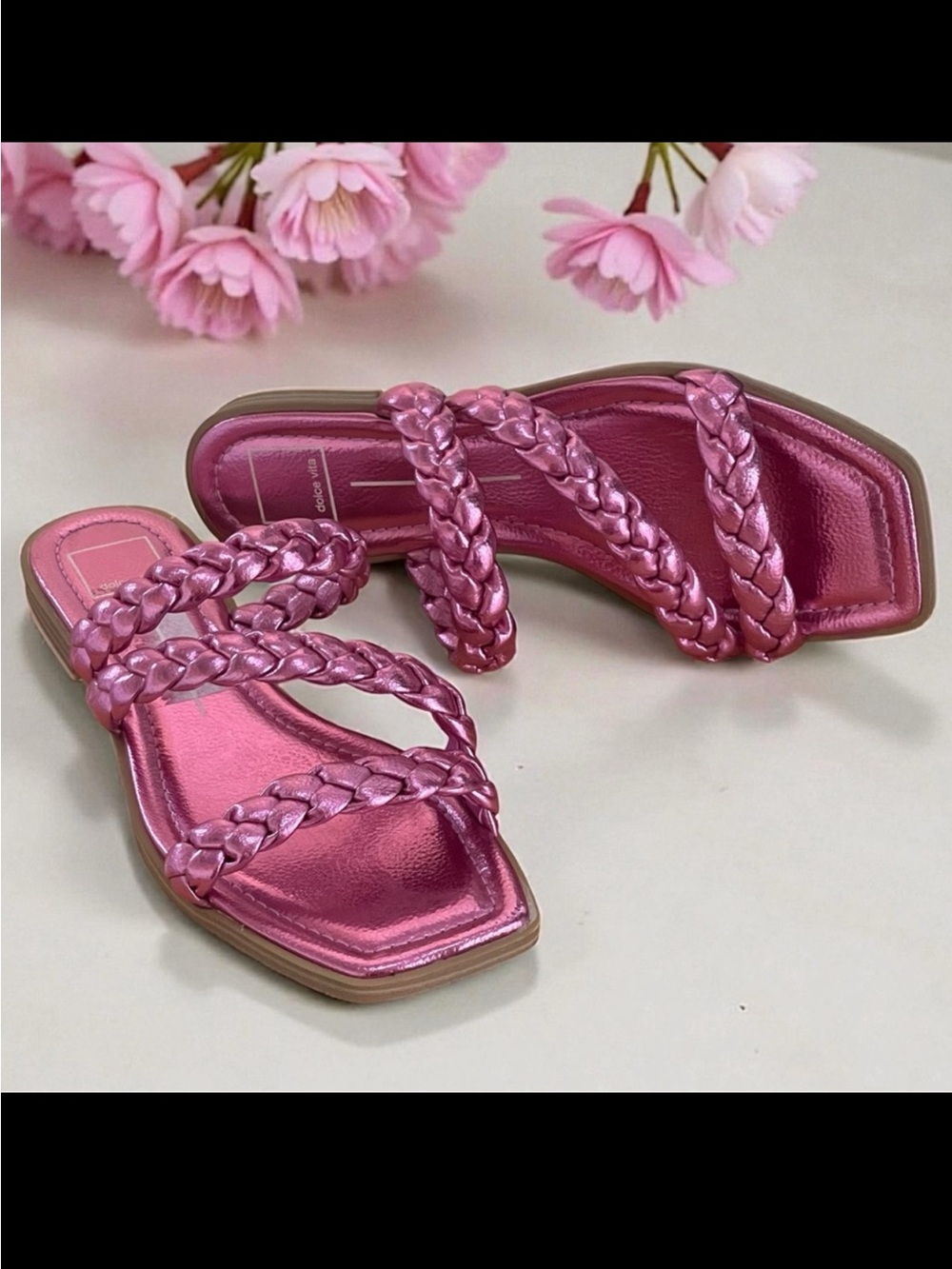 Dolce Vita Metallic Pink Braided Strap Sandals